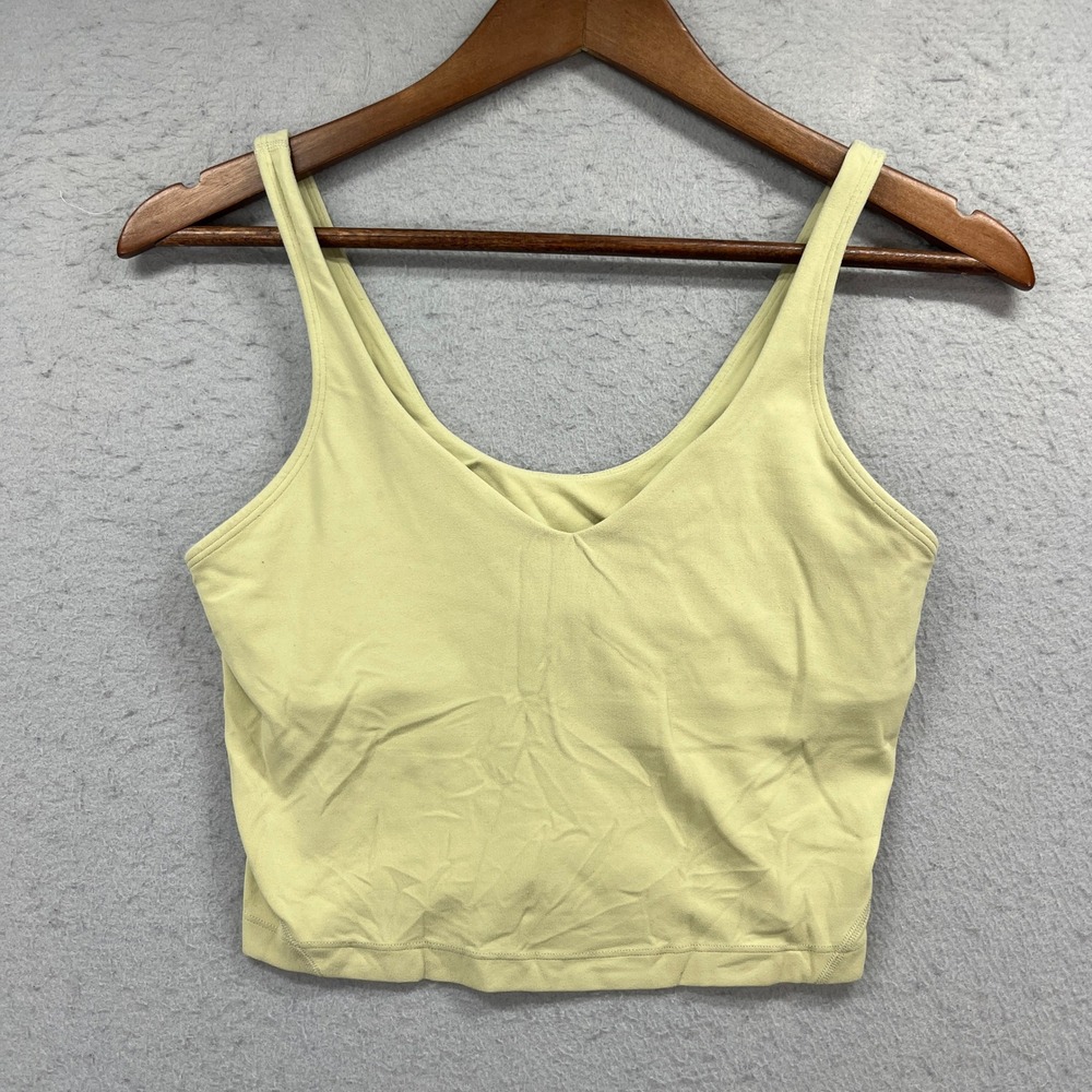 Lululemon Align Tank Top Women 10 Yellow V Neck Cropped Nulu Yoga Activewear Gym